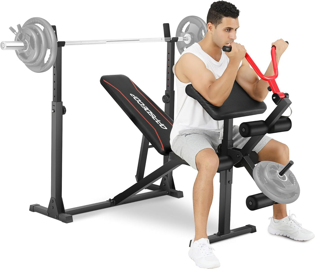 900lbs Adjustable Weight Bench Set with Squat Rack – Full Body Home Gym