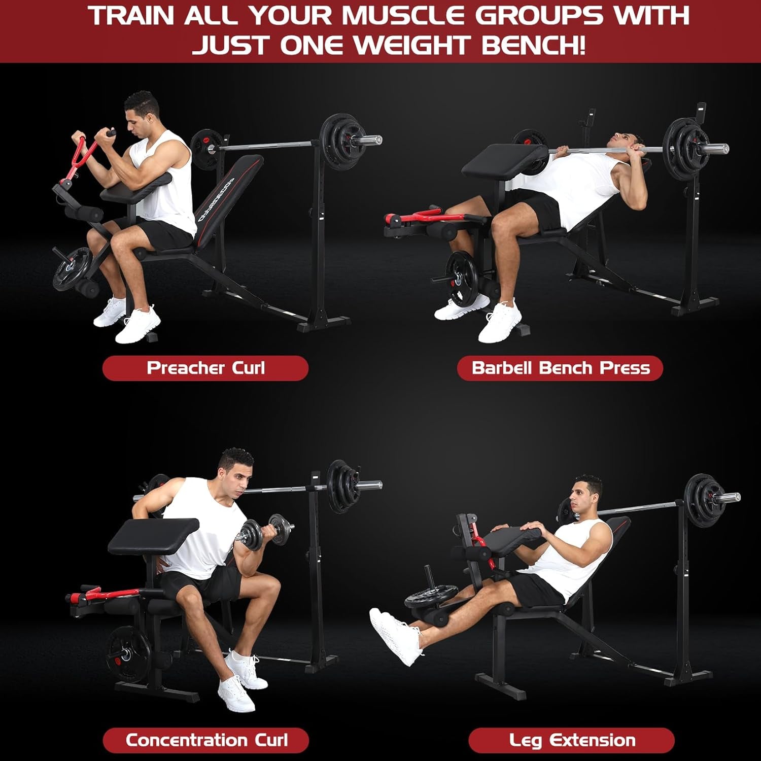 900lbs Adjustable Weight Bench Set with Squat Rack – Full Body Home Gym