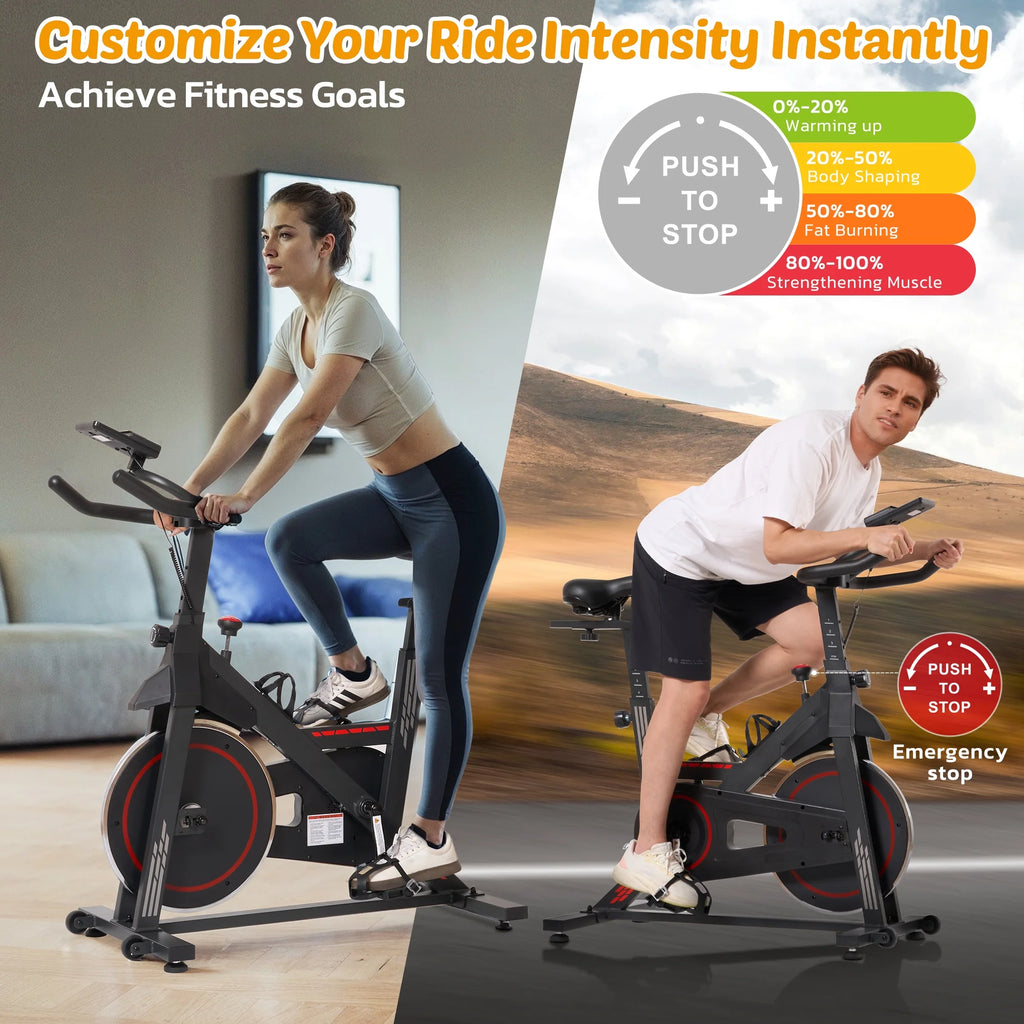 Exercise Bike Indoor Cycling Bike with 300Lbs Big Seat Cushion for Home Cardio Leg Workout