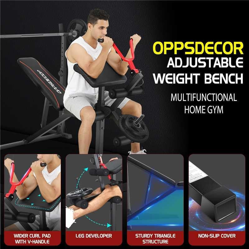 900lbs Adjustable Weight Bench Set with Squat Rack – Full Body Home Gym