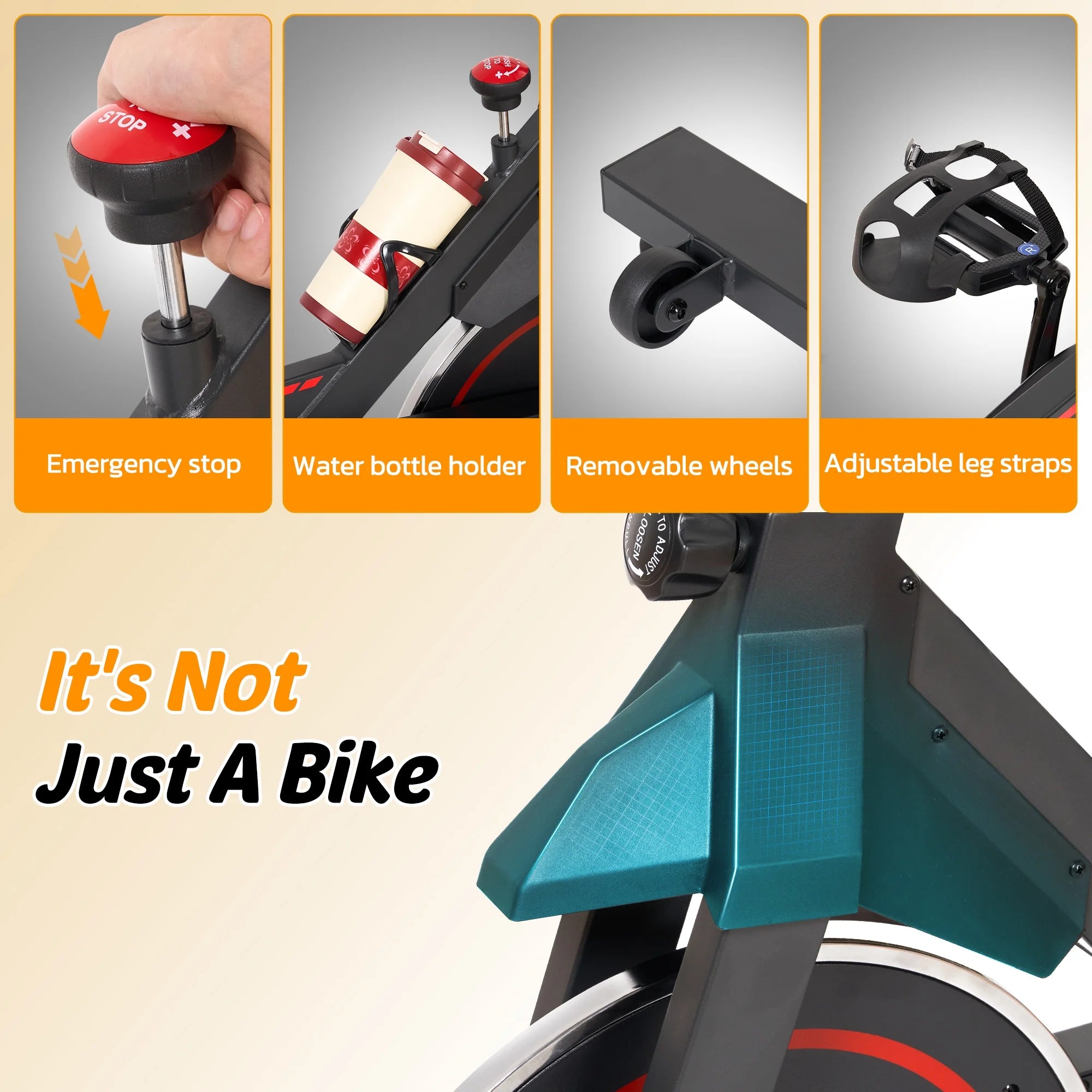 Exercise Bike Indoor Cycling Bike with 300Lbs Big Seat Cushion for Home Cardio Leg Workout