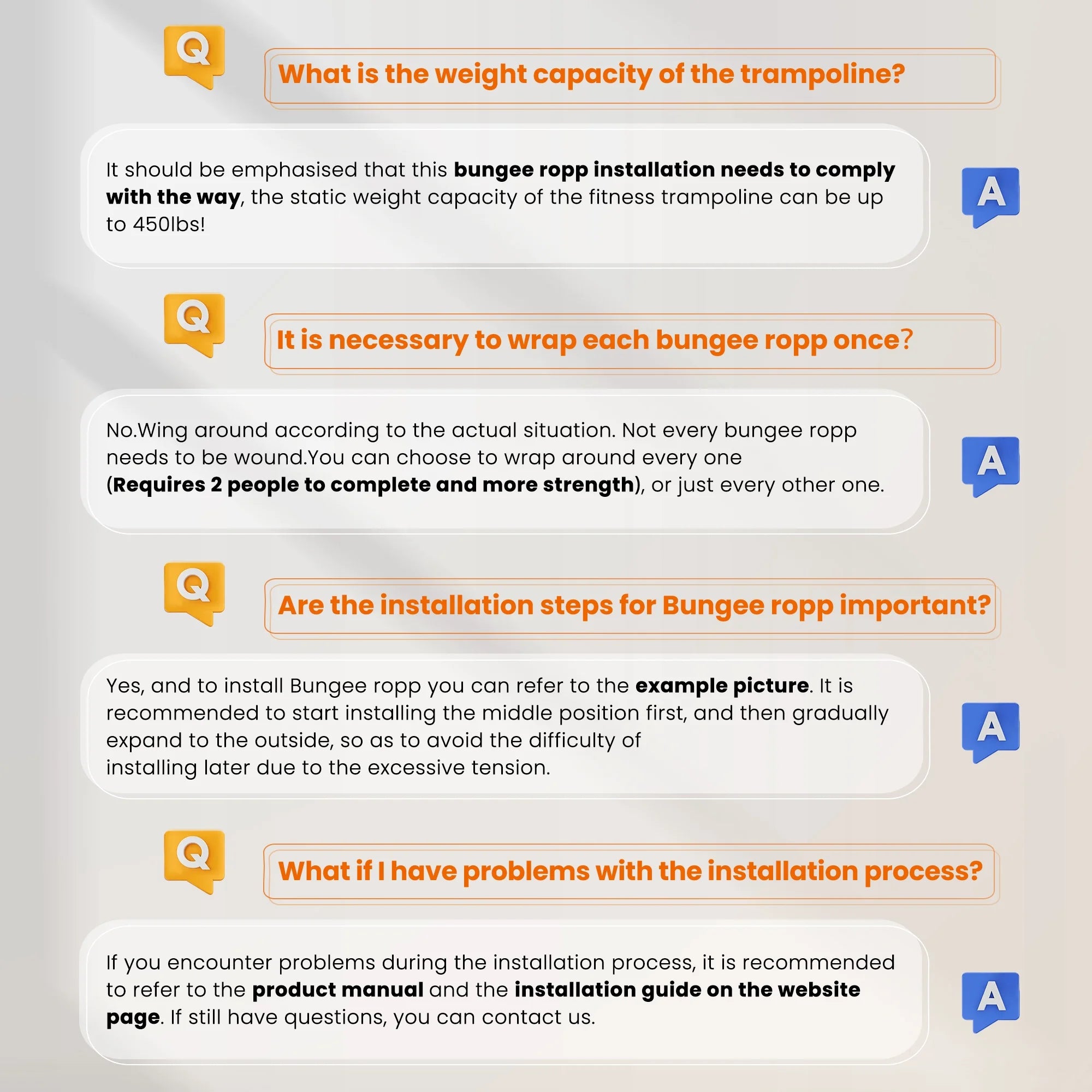 40" Fitness Trampoline Mini Trampoline with Bungees Adjustable Foam Handle Exercise Trampoline for Teenagers Adults Indoor/Garden Workout