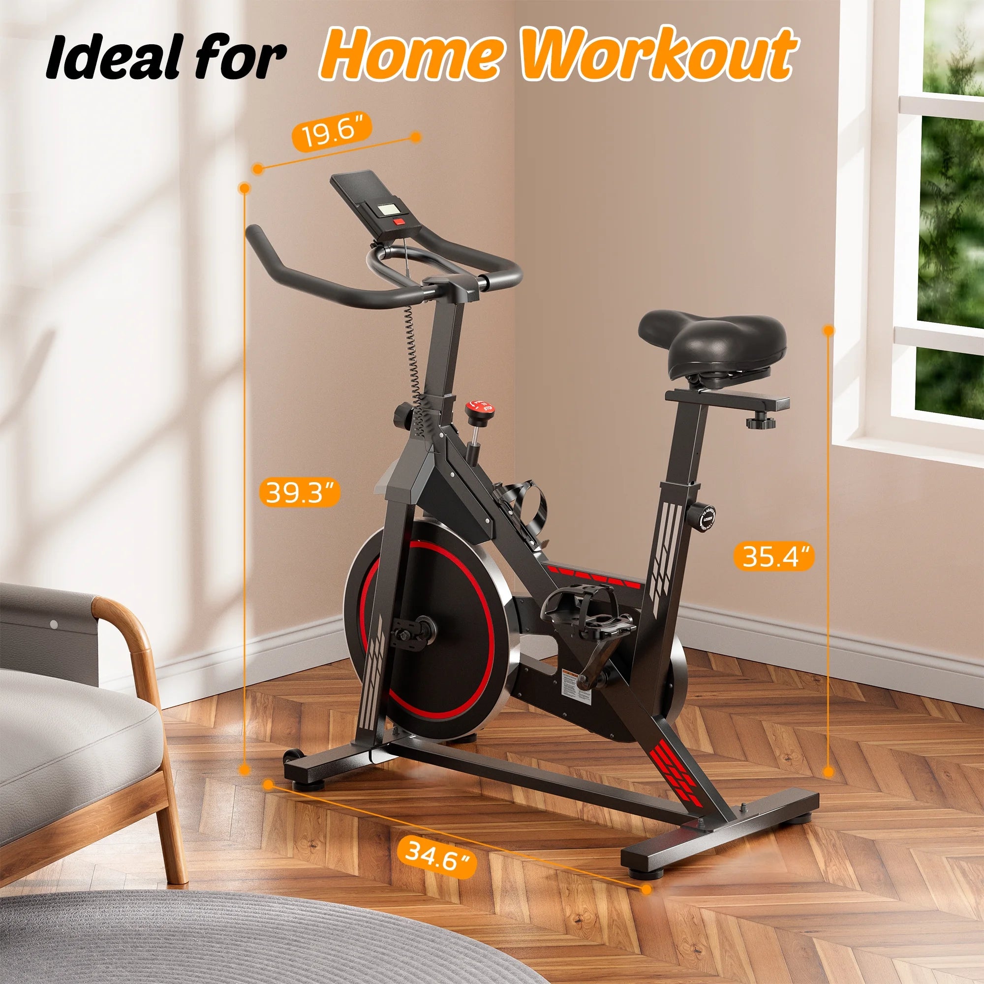Exercise Bike Indoor Cycling Bike with 300Lbs Big Seat Cushion for Home Cardio Leg Workout
