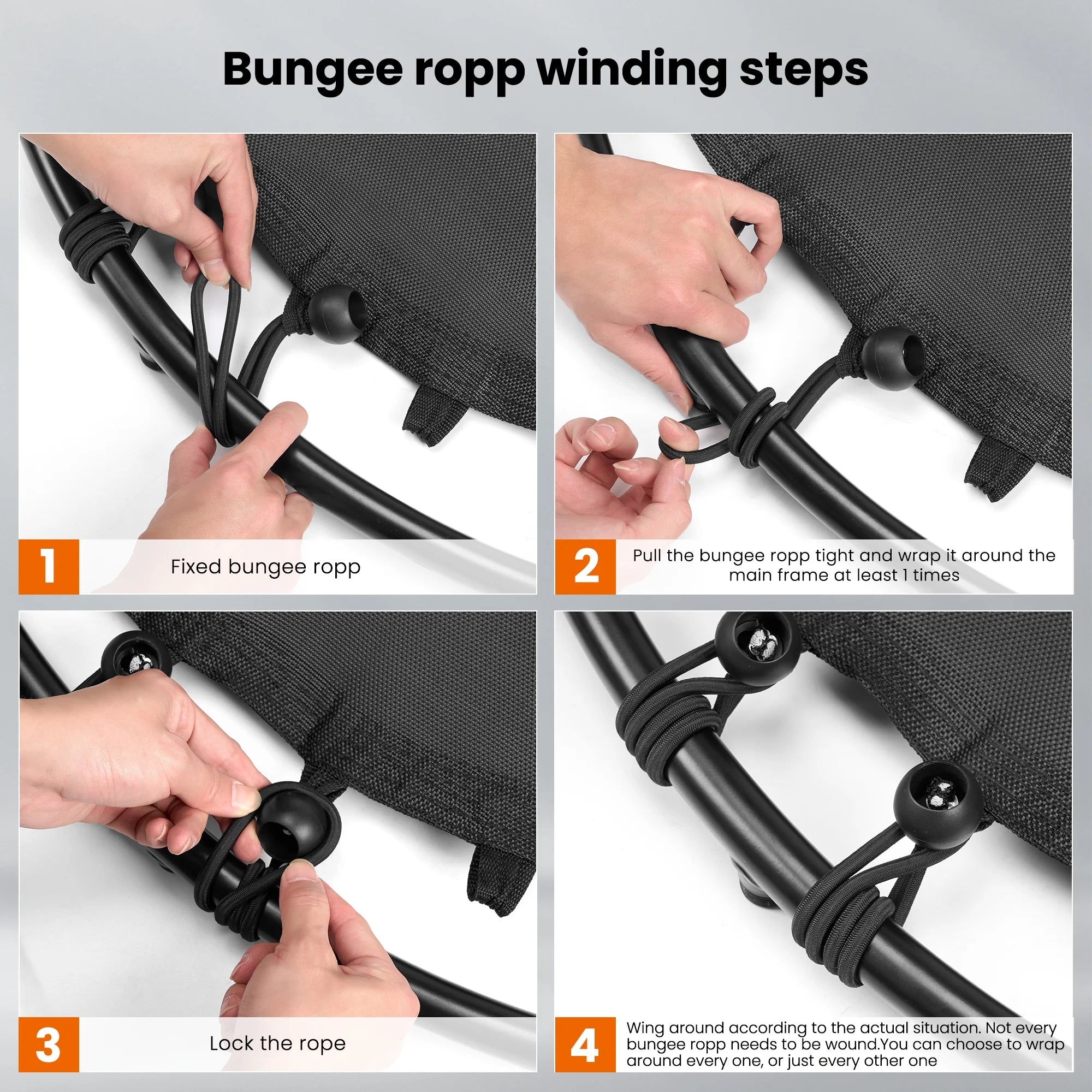 40" Fitness Trampoline Mini Trampoline with Bungees Adjustable Foam Handle Exercise Trampoline for Teenagers Adults Indoor/Garden Workout